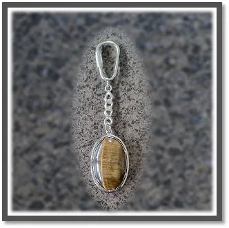 KR00250B-Sterling Silver Tiger Eye Key Chain-Ring. $250.00