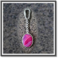 Main page item silver & pink agate key chain-ring $250C