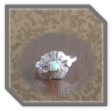 Main page item frilled silver & round solid opal ladies ring $140B