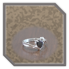 Main page item silver & heart shaped black cubic ladies ring $150A