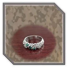 Main page item silver Gilson emerald & cubic ladies ring $220A