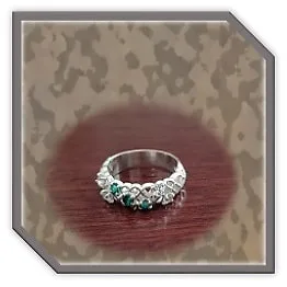LR00220A-Sterling Silver Gilson Emerald Cubic Ladies Ring. $220.00