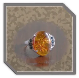 LR00400A-Sterling Silver Amber Sapphire Ladies ring. $400.00