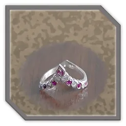 Main page item V-shape silver 6 x cubic & 7 x ruby ladies ring $500A