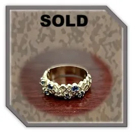LR01000C-9ct Yellow Gold Sri Lankan Sapphire Diamond Ladies Ring. $1000.00