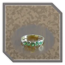 Main page item 18ct yellow gold & five Tsavorite garnet ladies ring $2800A