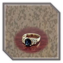 LR03800A-14ct Yellow Gold Sapphire Cubic Ladies Ring