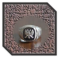 Main page item men's silver & onyx two-headed eagle ring $200J