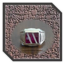 Main page item men's silver & synthetic ruby mother-of-pearl ring $200Z