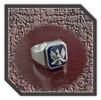 Main page item men's silver & octagonal synthetic sapphire eagle ring $250A