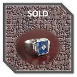 MR00250AA-Sterling Silver Synthetic Sapphire Men's Ring. $250.00