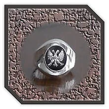 Main page item men's silver & oval onyx two-headed eagle ring $250AH