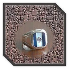 Main page item men's silver & stone-set synthetic sapphire mother-of-pearl ring $250AM