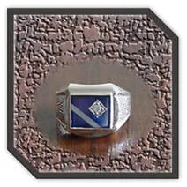 Main page item men's silver & stone-set synthetic sapphire mother-of-pearl ring $250AN