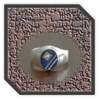 Main page item men's silver & stone-set synthetic sapphire mother-of-pearl ring $250AS