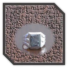 Main page item men's silver & rectangular haematite warrior head ring $250AX