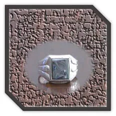Main page item men's silver & rectangular haematite warrior head ring $250AX