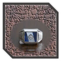 Main page item men's silver & rectangular stone-set synthetic sapphire mother-of-pearl ring $250BC