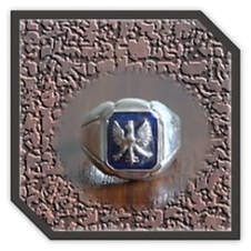 Main page item men's silver & octagonal synthetic sapphire eagle ring $250BD