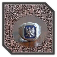 Main page item men's silver & octagonal synthetic sapphire eagle ring $250BD