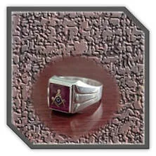 Main page item men's silver & rectangular synthetic ruby masonic ring $250BE