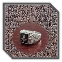 Main page item men's roughened silver & rectangular onyx masonic ring $250BG