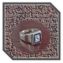 Main page item men's silver & stone-set synthetic sapphire mother-of-pearl ring $250Z