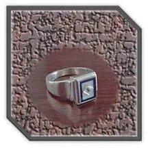 Main page item men's silver & stone-set synthetic sapphire mother-of-pearl ring $250Z