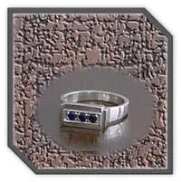 Main page item men's silver & 3 x round sapphire ring $260A