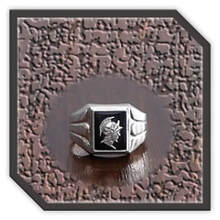 Main page item men's silver & rectangular onyx warrior head ring $280I