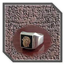 Main page item men's silver & rectangular 9ct embossed warrior head onyx ring $280K