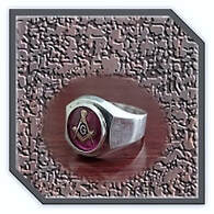Main page item men's silver & oval synthetic ruby masonic ring $280L