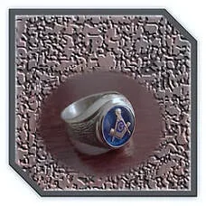 Main page item men's silver & oval synthetic sapphire masonic ring $280N