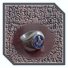 MR00280N-Sterling Silver Synthetic Sapphire Masonic Men's Ring. $280.00