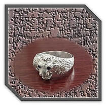 Main page item men's silver lion head & 2 x sapphire ring $280O