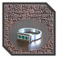 Main page item men's silver & 3 x round Gilson emerald ring $300A