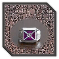 Main page item men's silver & rectangular stone-set synthetic ruby mother-of-pearl ring $300B