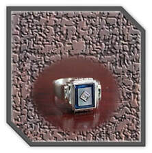 Main page item men's silver & rectangular stone-set synthetic sapphire mother-of-pearl ring $300M