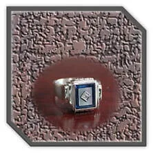 Main page item men's silver & rectangular stone-set synthetic sapphire mother-of-pearl ring $300M