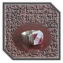 Main page item men's silver & rectangular stone-set synthetic ruby mother-of-pearl ring $300O