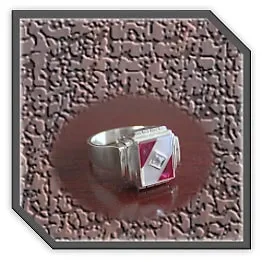 MR00300O-Sterling Silver Synthetic Ruby Men's Ring. ​$300.00