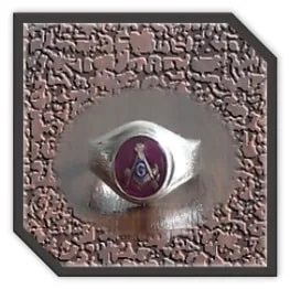 MR00300T-Sterling Silver Synthetic Ruby Masonic Men's Ring. $300.00