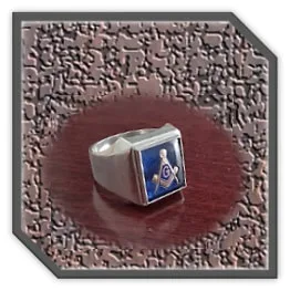 MR00300U-Sterling Silver Synthetic Sapphire Masonic Men's Ring. $300.00