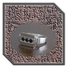 Main page item men's silver & 3 x round sapphire ring $350B