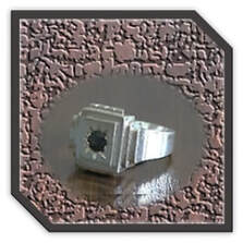 Main page item men's square silver & round sapphire ring $400A