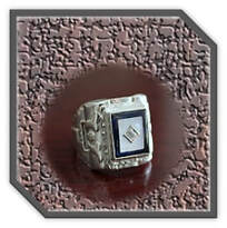 Main page item large men's silver & rectangular stone-set synthetic sapphire mother-of-pearl ring $400D