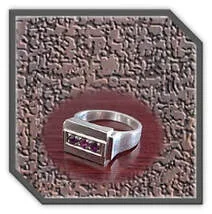 Main page item men's silver & 3 x round ruby ring $1000E