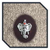 Main page item silver & natural red coral elephant head pendant $120E