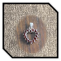 Main page item silver & 14 garnet heart shaped pendant $180A
