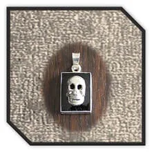 Main page item silver & rectangular onyx skull pendant $180H